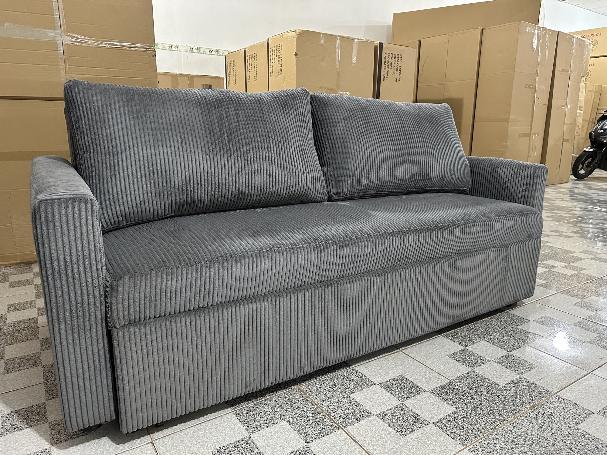 SOFA BED 1M8 VẢI GÂN XÁM - ảnh 3